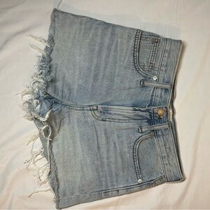 Madewell Light Blue Frayed Jean Shorts. Size 25